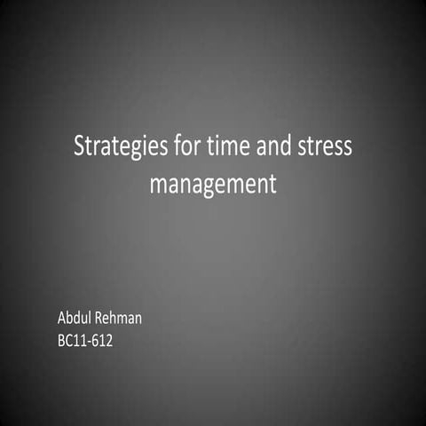 Startegies for time management