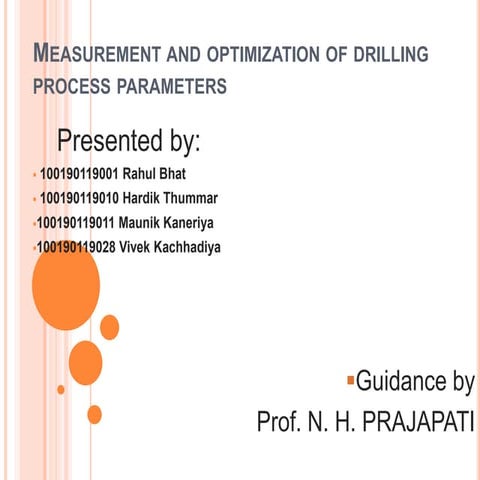 optimization of drilling process parameter