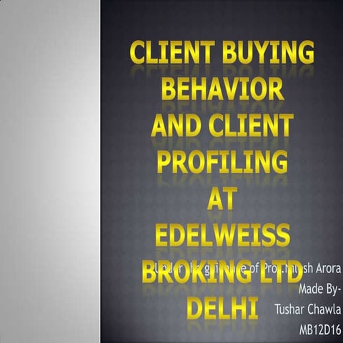 Client Buying Behavior at Edelweiss Capital