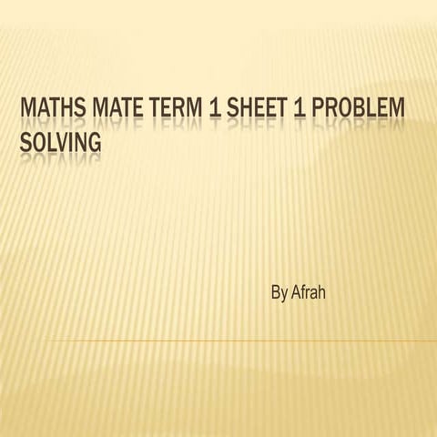 Maths Mate Term 1 Sheet 1 Problem Solving