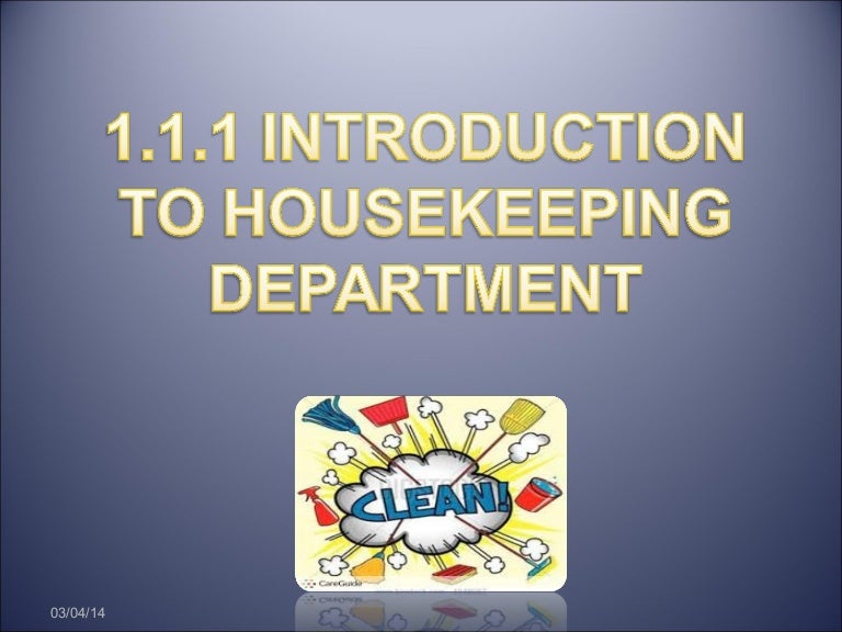 Chapter 1 Introduction of Housekeeping Department