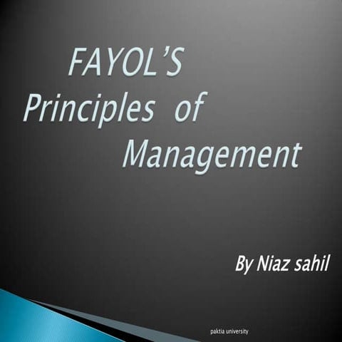      FAYOL’S  Principles of management 