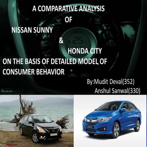 A COMPARATIVE ANALYSIS OF NISSAN SUNNY    &   HONDA CITY   ON THE BASIS OF ...