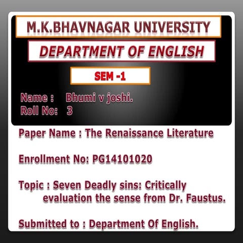 critical evaluation seven deadly sins.