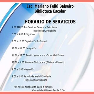 Horario Biblioteca Escolar