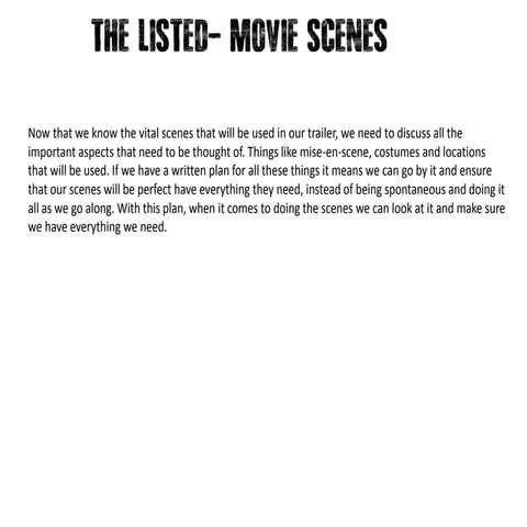 The Listed Movie Scene breakdown