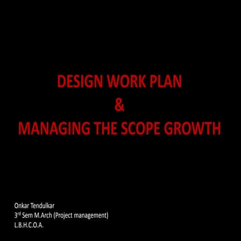 Work plan and Scope creep