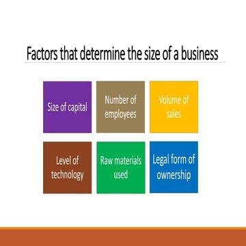Factors that determine the size of a business