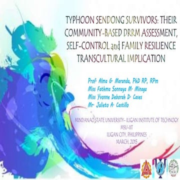TYPHOON SENDONG SURVIVORS: THEIR COMMUNITY-BASED DRRM ASSESSMENT, SELF-CONTRO...