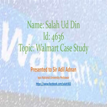 Walmart Supply Chain Management ( Case study)