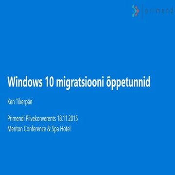 Primend Pilvekonverents - Windows 10 migratsiooni õppetunnid 