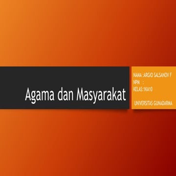 Ilmu Sosial Dasar : Agama dan Masyarakat