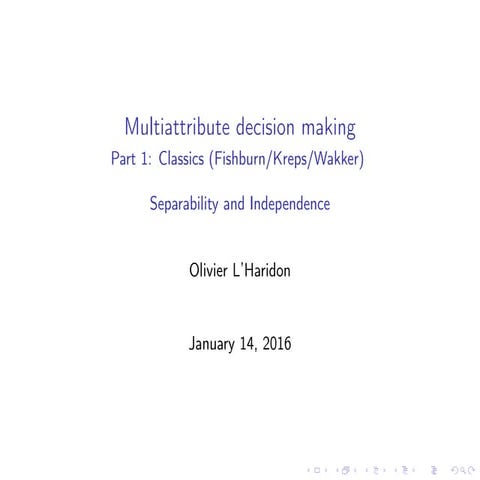 Multiattribute Decision Making