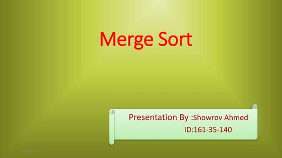 Merge sort algorithm | PPTX