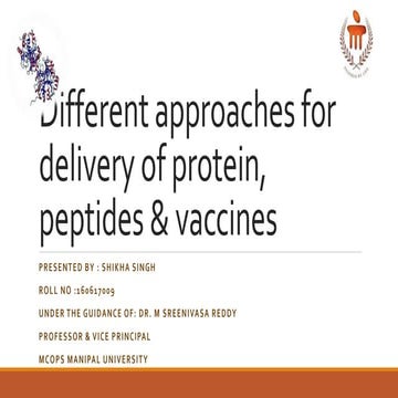 Approaches for delivery of protein, peptides & vaccines