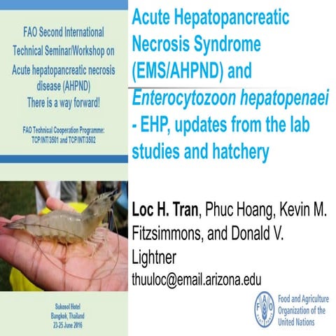 Presentation 1.5 Infection trials with both AHPND and EHP: a hatchery protoco...