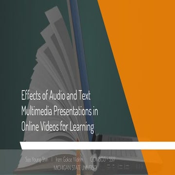 Effects of Audio and Text Multimedia Presentations in Online Videos for Learning
