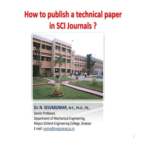 How to publish a technical paper  in SCI Journals?