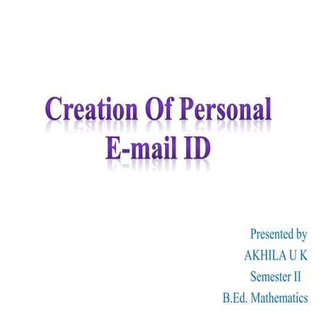 creation of personal e-mail id