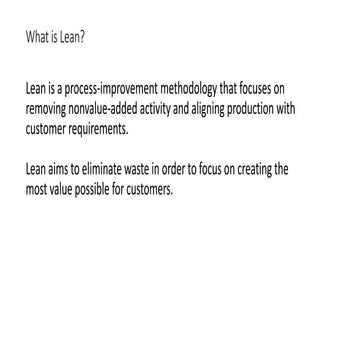 Lean In Manufacturing