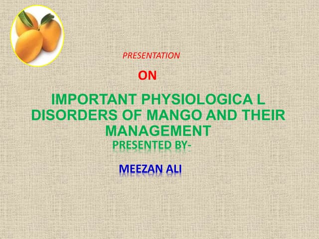 Important Physiological Disorders of Mango