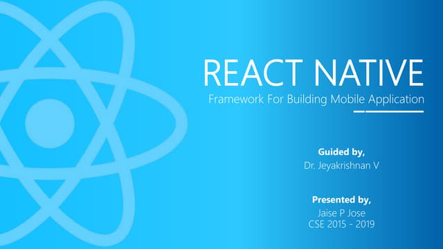 React Native - Framework For Mobile App (Seminar)