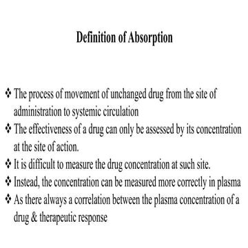 Drug Absorption and type of drug absorption process