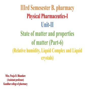 State of matter and properties  of matter (Part-6)(Relative humidity, Liquid ...