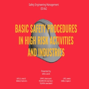 Basic Safety Procedure in High Risk Activities and Industries