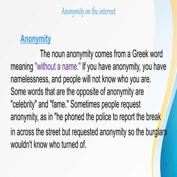 Anonomity on Internet