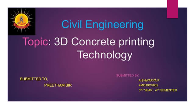 3D Concrete Technology PPTX 3D Concrete Technology PPTX