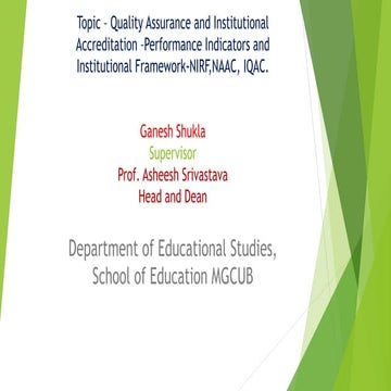 Quality Assurance and institutional accreditation performance indicators and ...