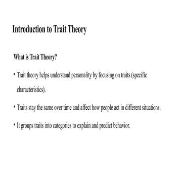 Trait theories personality theories | PPTX