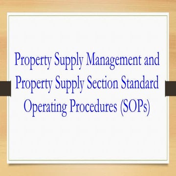 Property Supply Management Standard Operating Procedure