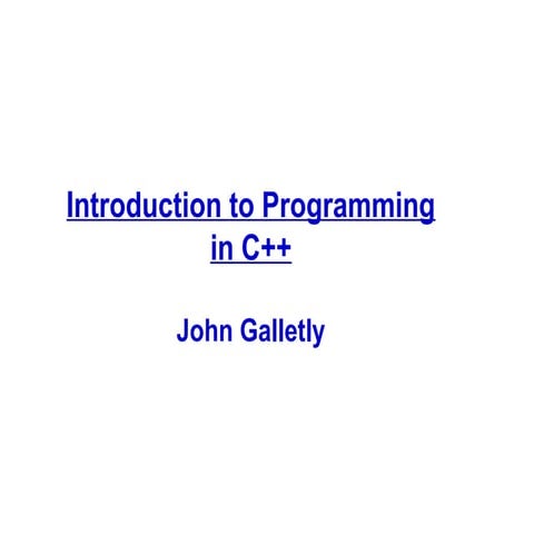 Comprehensive Introduction to Programming in C++: Basics to Object ...