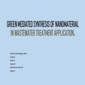 Green Mediated Synthesis of Nanomaterials for Wastewater Treatment ...