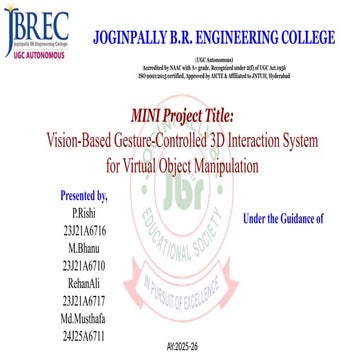 Virtual Mouse using hand gesture recognition | PPTX