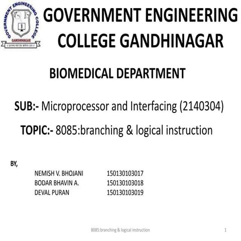 8085:branching and logical instruction