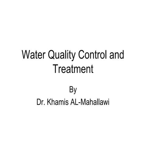 Water Quality Control & Treatment 