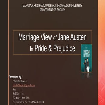 Marriage View of Jane Austen in Pride & Prejudice