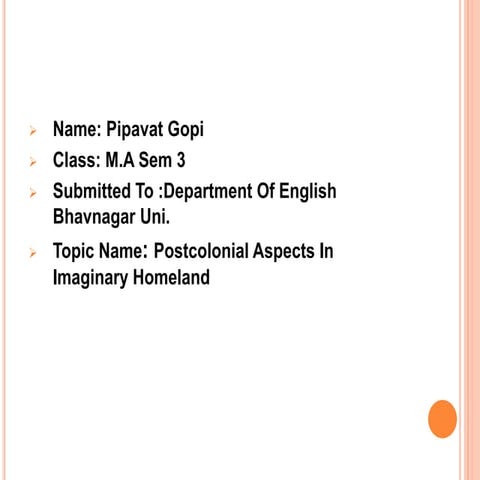 postcolonial aspect in imaginary Homeland