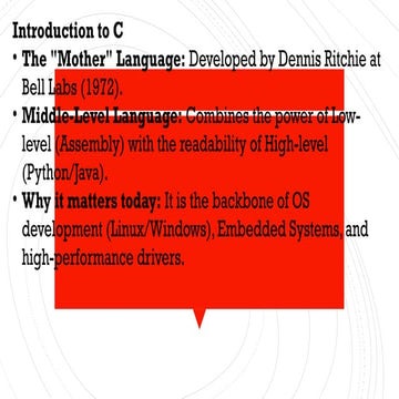 Comprehensive Introduction to C Programming Language Fundamentals | PPTX