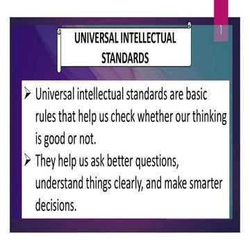 The Historical Evolution and Significance of Intellectual Standards in ...