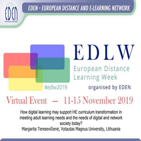 How digital learning may support HE curriculum transformation in meeting adul...