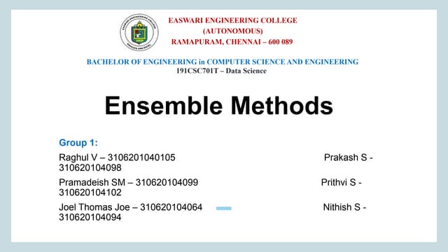Ensemble methods in Machine learning technology