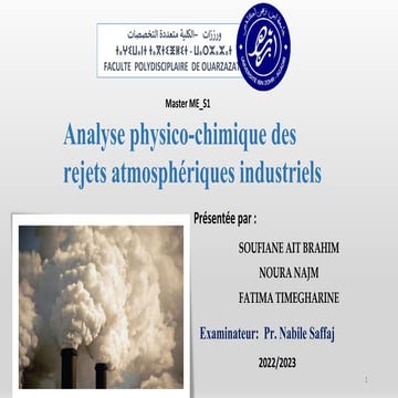 Analyse physico-chimique des rejets atmosphériques industriels | PPTX