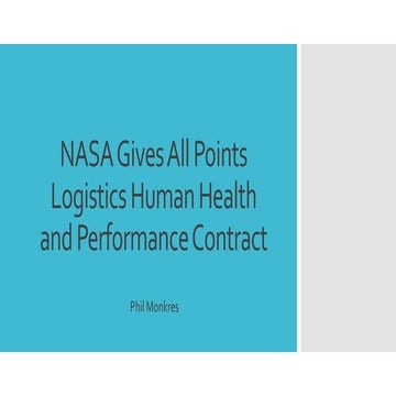 NASA Gives All Points Logistics Human Health and Performance Contract