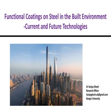 Functional Coatings on Steel in the Built Environment -Current and Future Tec...