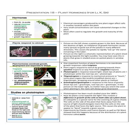 Presentation 18 - Plant Hormones (Notes)