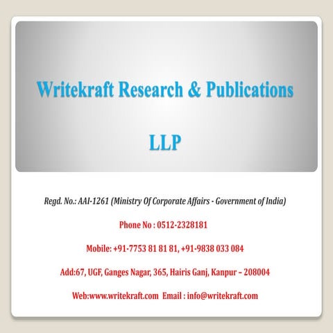Writekraft Research and Publications LLP {The book writing Service}